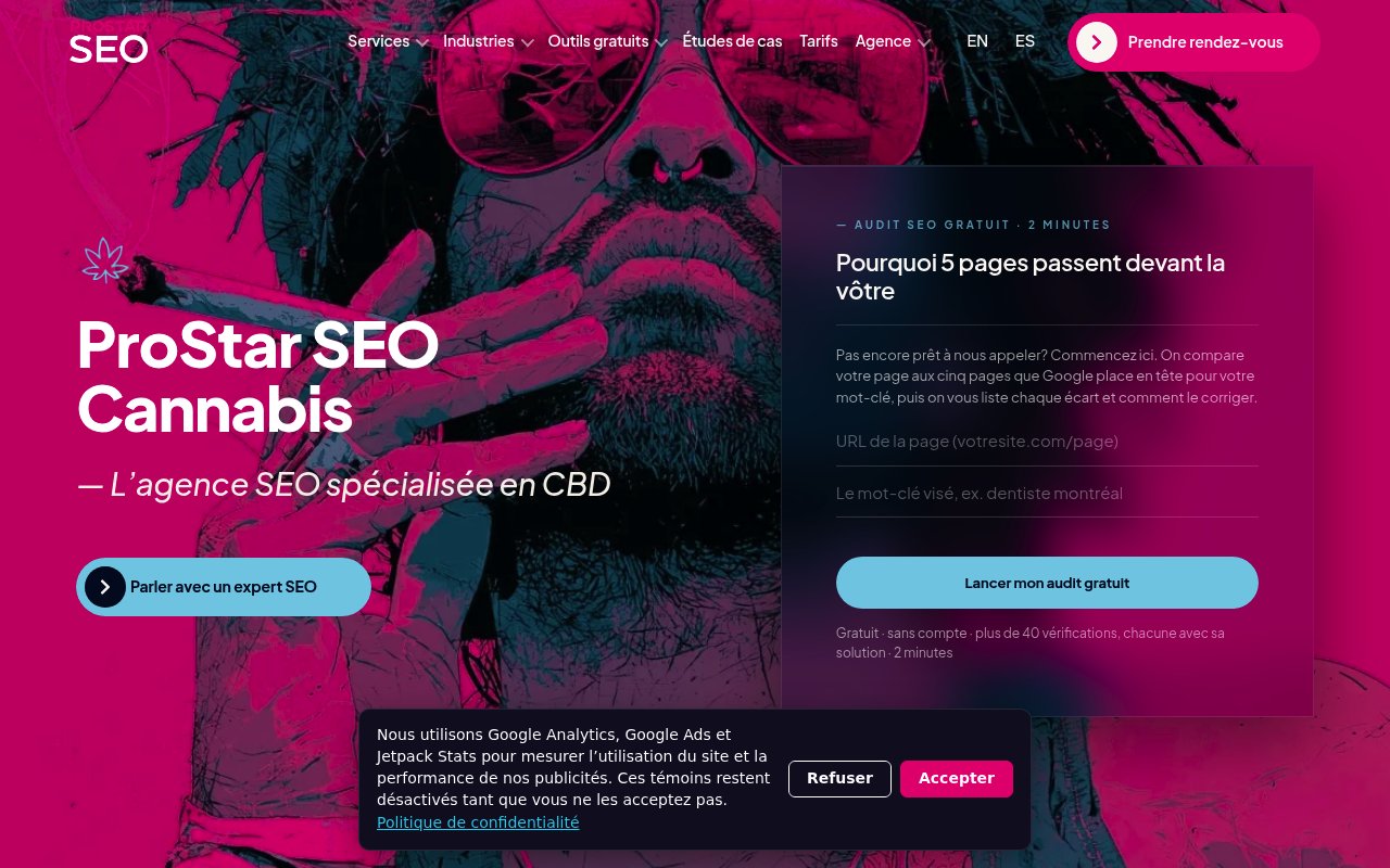 Apercu du site ProStar SEO Cannabis